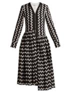 Matchesfashion.com Stella Mccartney - Zigzag Long Sleeved Maxi Dress - Womens - Black White