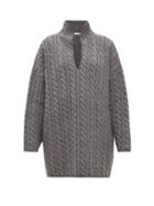 Matchesfashion.com Balenciaga - Oversized Cable Knit Wool Sweater - Womens - Grey