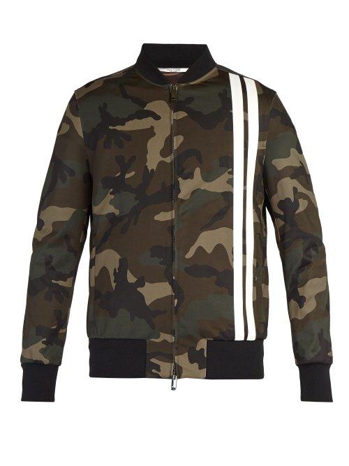 Matchesfashion.com Valentino - Camouflage Print Bomber Jacket - Mens - Green