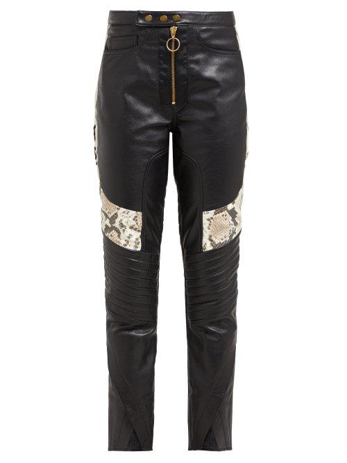 Matchesfashion.com Marques'almeida - Panelled Leather Biker Trousers - Womens - Multi