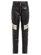 Matchesfashion.com Marques'almeida - Panelled Leather Biker Trousers - Womens - Multi