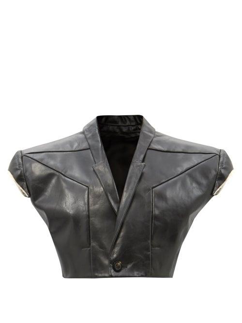 Rick Owens - Cropped Sleeveless Leather Jacket - Womens - Black