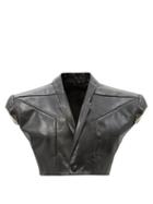 Rick Owens - Cropped Sleeveless Leather Jacket - Womens - Black