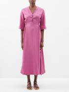 Casa Raki - Candela Side-slit Cupro Dress - Womens - Magenta