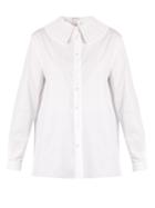 Sara Battaglia Pleated-collar Cotton-blend Poplin Shirt