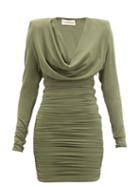 Matchesfashion.com Alexandre Vauthier - Ruched Jersey Mini Dress - Womens - Khaki