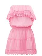Matchesfashion.com Melissa Odabash - Joy Ruffled Strapless Mini Dress - Womens - Pink