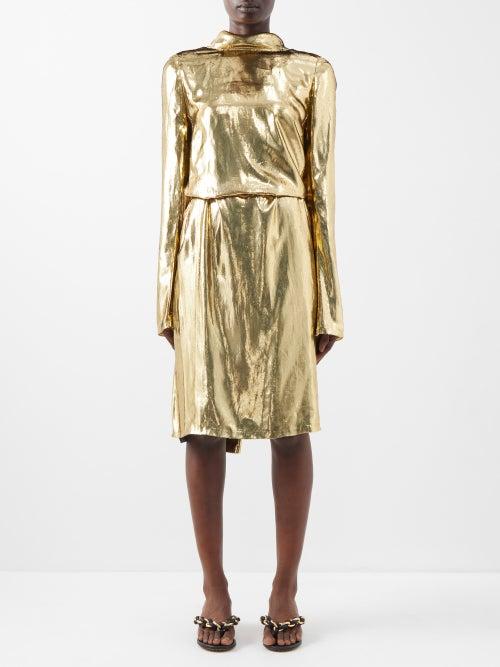 Petar Petrov - Agata Asymmetric-back Lam Dress - Womens - Gold