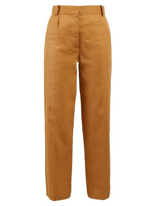 Matchesfashion.com The Row - Thea Panama Linen Trousers - Womens - Tan