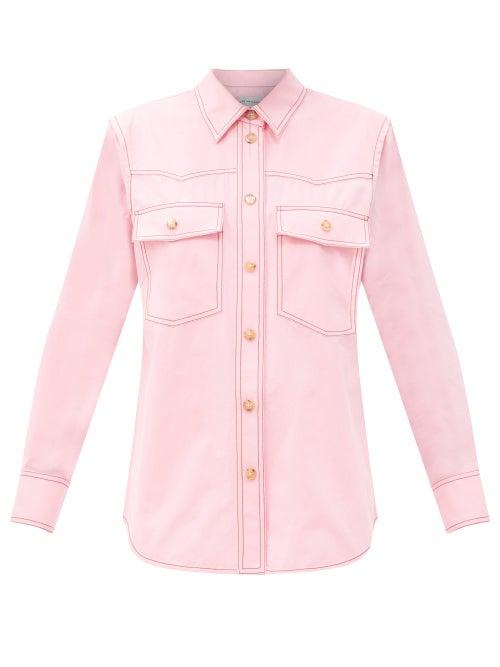 Matchesfashion.com Lee Mathews - May Western Cotton-poplin Shirt - Womens - Pink