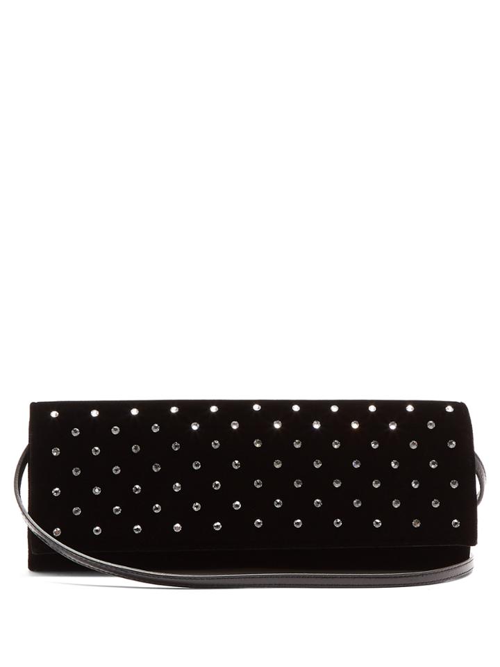 Saint Laurent Fetish Crystal-embellished Velvet Clutch