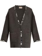 Christopher Kane Sequin-embellished V-neck Wool-blend Knit Cardigan