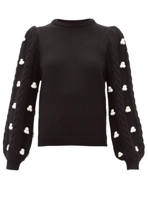 Matchesfashion.com Shrimps - Damon Cable Sleeved Merino Wool Blend Sweater - Womens - Black