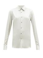 Matchesfashion.com Connolly - Club-collar Silk-blend Satin Shirt - Womens - Light Grey