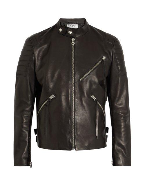 Matchesfashion.com Acne Studios - Oliver Chevron Leather Jacket - Mens - Black