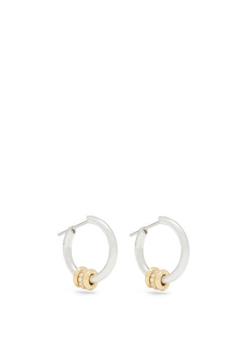 Matchesfashion.com Spinelli Kilcollin - Ara 18kt Gold, Silver & Diamond Hoop Earrings - Womens - Silver