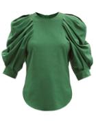 Matchesfashion.com Isabel Marant - Surya Puffed-sleeve Crepe Top - Womens - Green