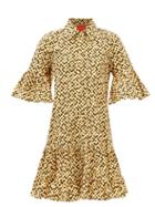 La Doublej - Choux Puzzle-print Mini Shirt Dress - Womens - Yellow Multi