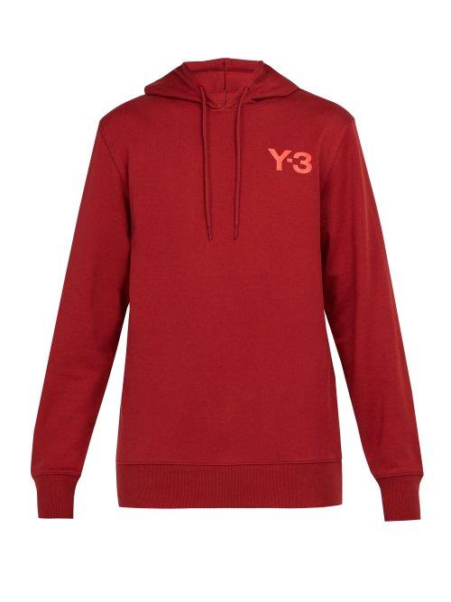 Matchesfashion.com Y-3 - Logo Print Hooded Cotton Sweatshirt - Mens - Red