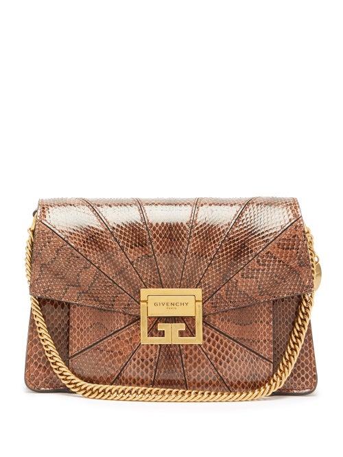Matchesfashion.com Givenchy - Gv3 Small Snakeskin Cross Body Bag - Womens - Tan