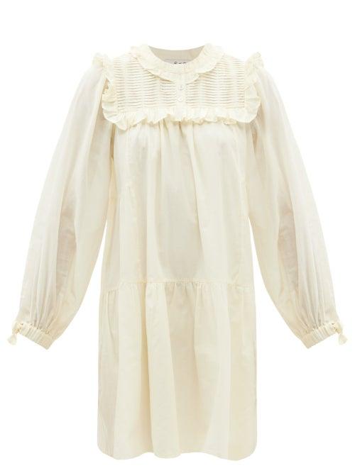 Ladies Rtw Sea - Adrienne Ruffled Cotton-poplin Mini Dress - Womens - Beige