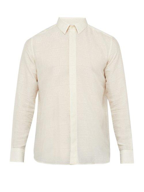 Matchesfashion.com Saint Laurent - Jacquard Motif Crepe Shirt - Mens - Cream