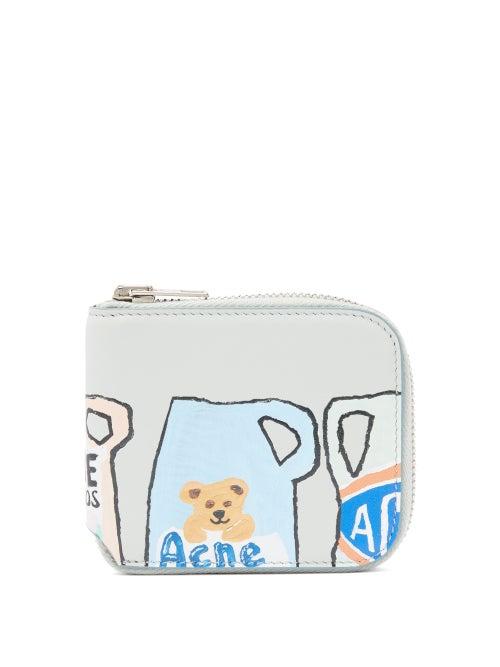Matchesfashion.com Acne Studios - Vase Print Leather Wallet - Womens - Light Blue