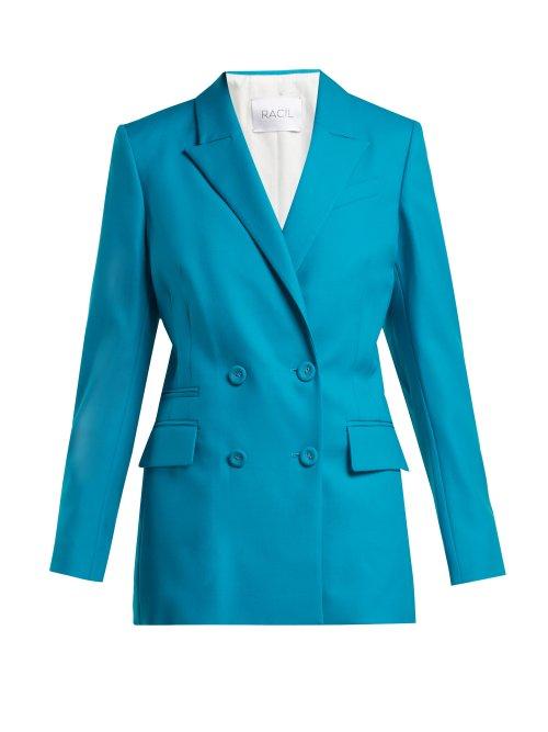 Matchesfashion.com Racil - Archie Double Breasted Wool Blazer - Womens - Blue