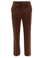 Valentino - Straight-leg Wool-blend Sharkskin Trousers - Mens - Brown