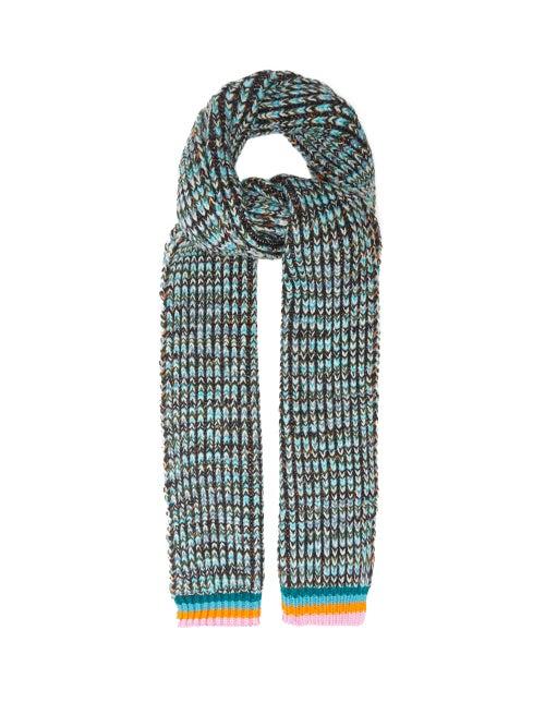 Missoni - Striped Wool-blend Scarf - Womens - Blue Multi