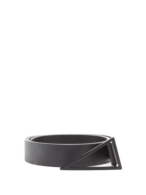 Mens Accessories Bottega Veneta - Triangle-buckle Leather Belt - Mens - Black