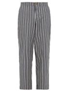 Matchesfashion.com King & Tuckfield - High Waist Striped Cotton Twill Trousers - Mens - Indigo