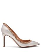 Matchesfashion.com Valentino - Rockstud Grained Leather Pumps - Womens - Silver