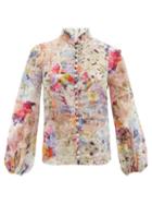 Zimmermann - Prima Puffed-sleeve Floral-print Blouse - Womens - Floral