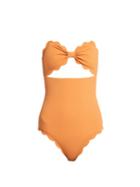 Matchesfashion.com Marysia - Antibes Scallop Edged Swimsuit - Womens - Orange