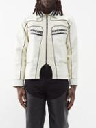 Youths In Balaclava - Embroidered Faux-leather Jacket - Mens - White
