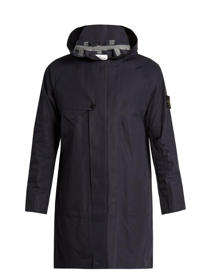 Stone Island Logo-patch Cotton Hooded Coat