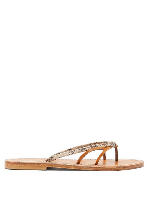 Matchesfashion.com K.jacques - Metelis Python-embossed Leather Slides - Womens - Tan