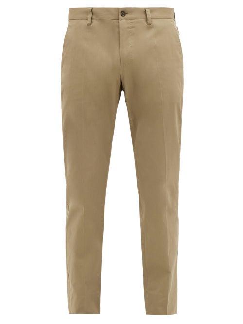 Matchesfashion.com Dolce & Gabbana - Tailored Cotton Gabardine Chino Trousers - Mens - Khaki