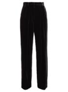 Matchesfashion.com Fendi - Wide Leg Velvet Trousers - Womens - Black