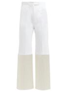 Matchesfashion.com Sara Battaglia - Fringed Cotton Blend Trousers - Womens - White