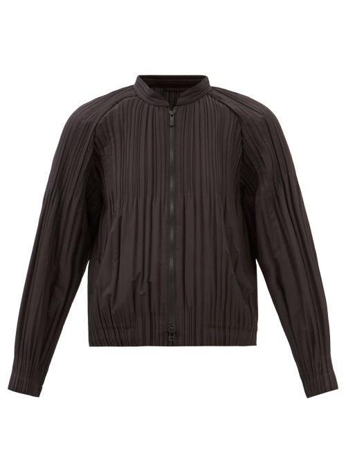 Pleats Please Issey Miyake - Zip-up Technical-pleated Jersey Jacket - Womens - Black