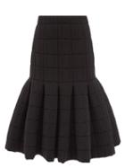 A.w.a.k.e. Mode - Quilted Pleated Midi Skirt - Womens - Black