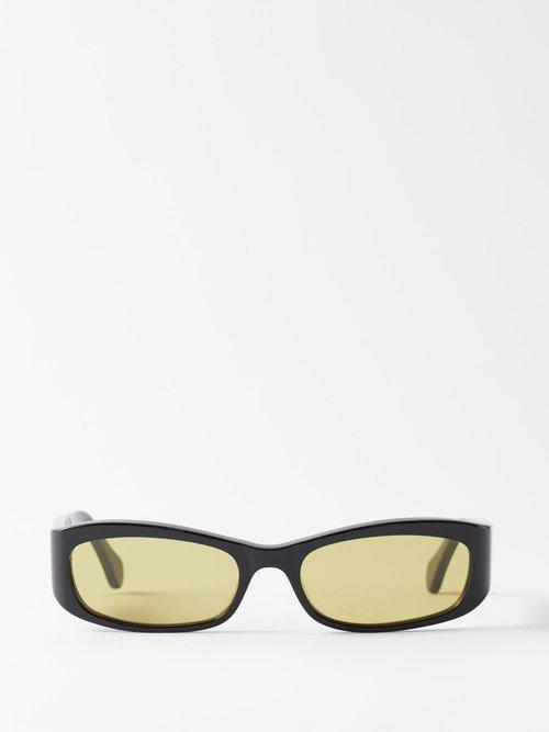 Port Tanger - Leila Rectangular-frame Acetate Sunglasses - Womens - Black Green