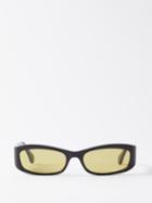 Port Tanger - Leila Rectangular-frame Acetate Sunglasses - Womens - Black Green