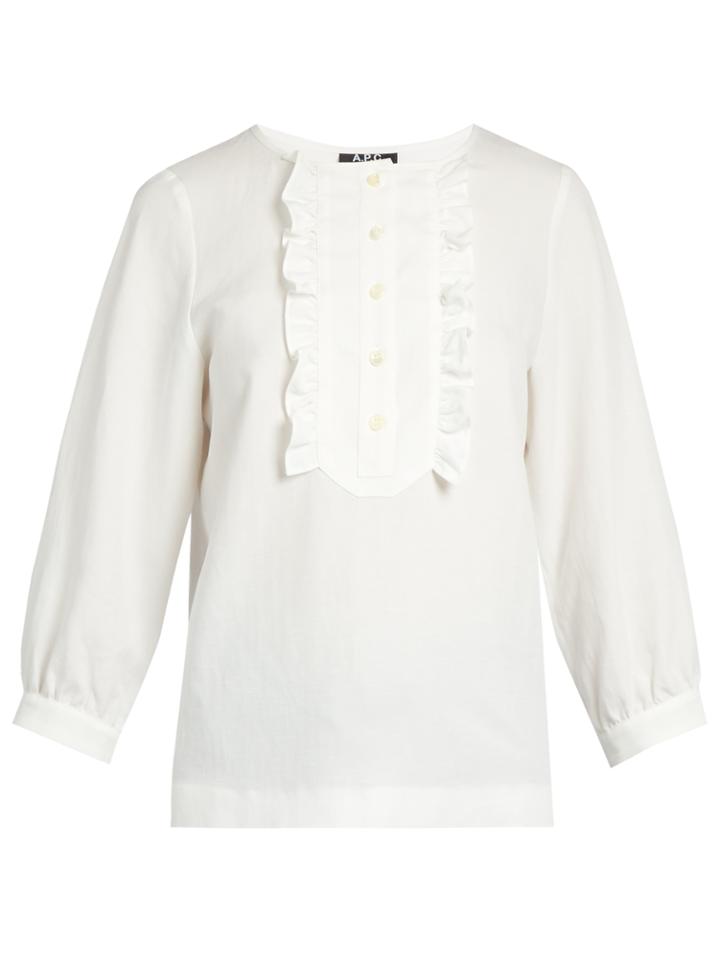 A.p.c. Cleo Ruffled Twill Blouse