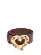 Dolce & Gabbana Crystal-embellished Heart-buckle Leather Belt