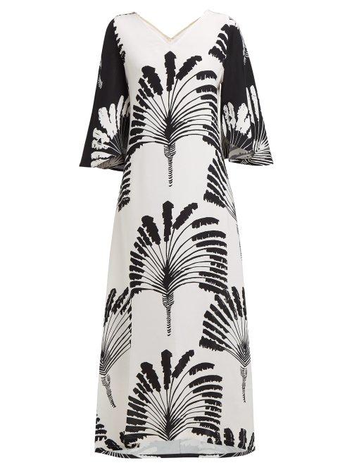 Matchesfashion.com Rianna + Nina - Lilli Printed Silk Crepe Dress - Womens - White Black