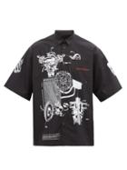 Matchesfashion.com Givenchy - Machinery-print Cotton-poplin Shirt - Mens - Black