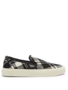 Matchesfashion.com Saint Laurent - Venice Tartan Wool-canvas Slip-on Trainers - Womens - Black White